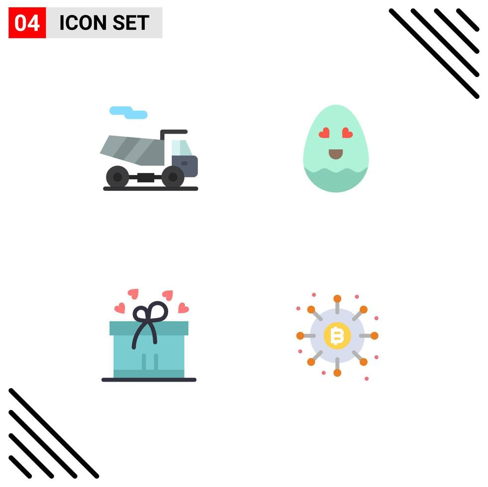 4 Thematic Vector Flat Icons and Editable Symbols of bike distribution egg gift finance Editable Vector Design Elements