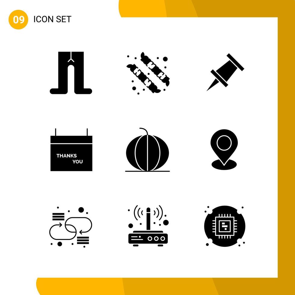 9 Icon Set Solid Style Icon Pack Glyph Symbols isolated on White Backgound for Responsive Website Designing vector