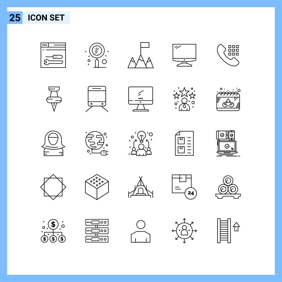 25 Icons Line style Creative Outline Symbols Black Line Icon Sign Isolated on White Background vector