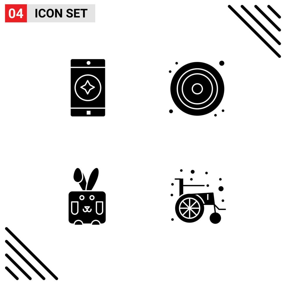 Editable Vector Line Pack of Simple Solid Glyphs of favorite mobile rabbit cd video medical Editable Vector Design Elements