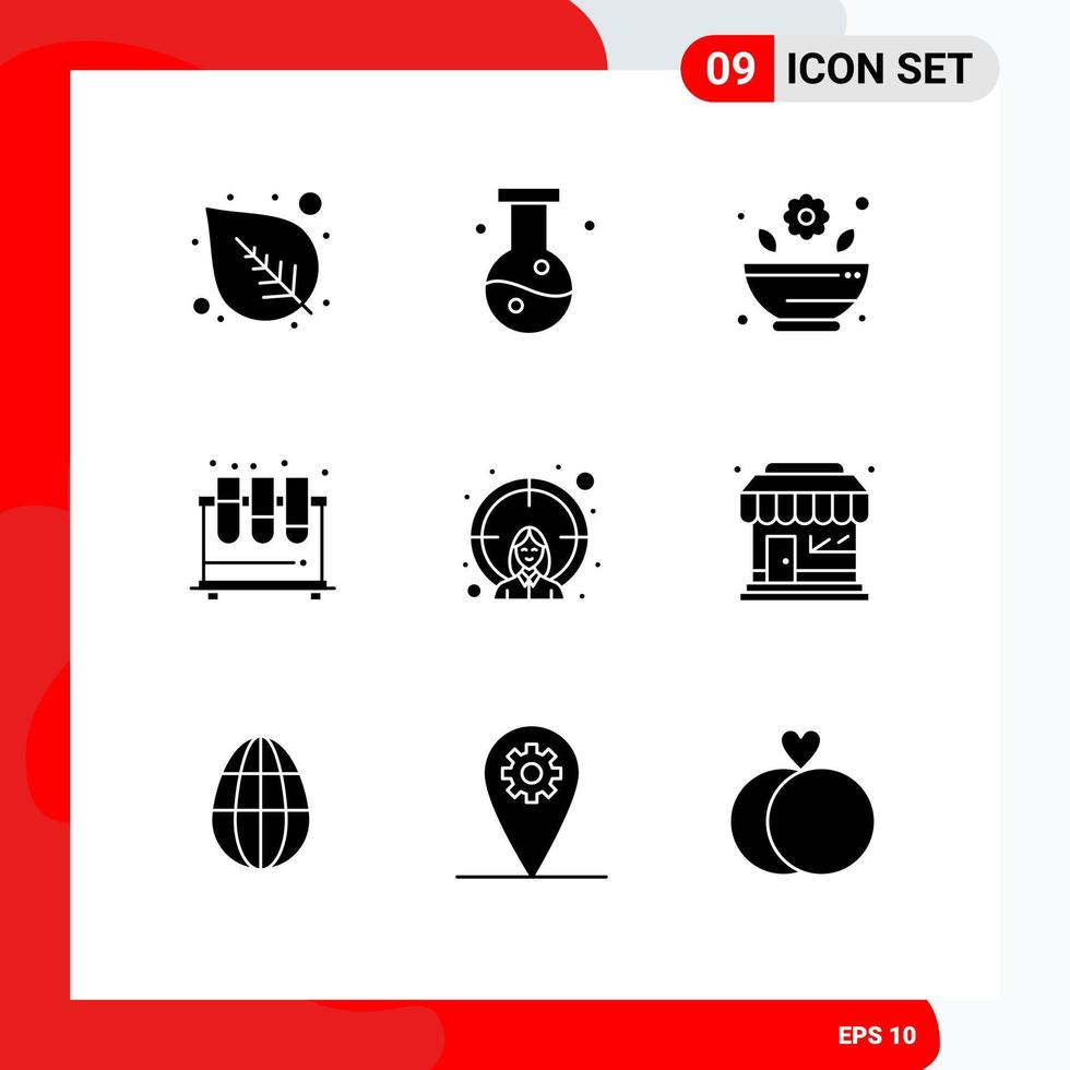 Set of 9 Modern UI Icons Symbols Signs for female study mortar lab test Editable Vector Design Elements