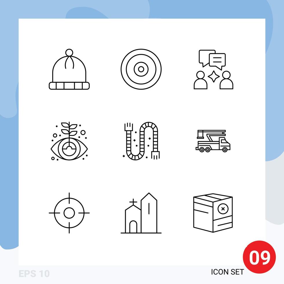 Set of 9 Modern UI Icons Symbols Signs for pipe drain group construction growth Editable Vector Design Elements