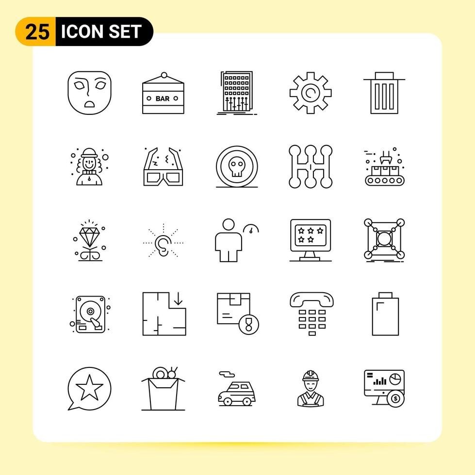 25 Creative Icons for Modern website design and responsive mobile apps 25 Outline Symbols Signs on White Background 25 Icon Pack vector