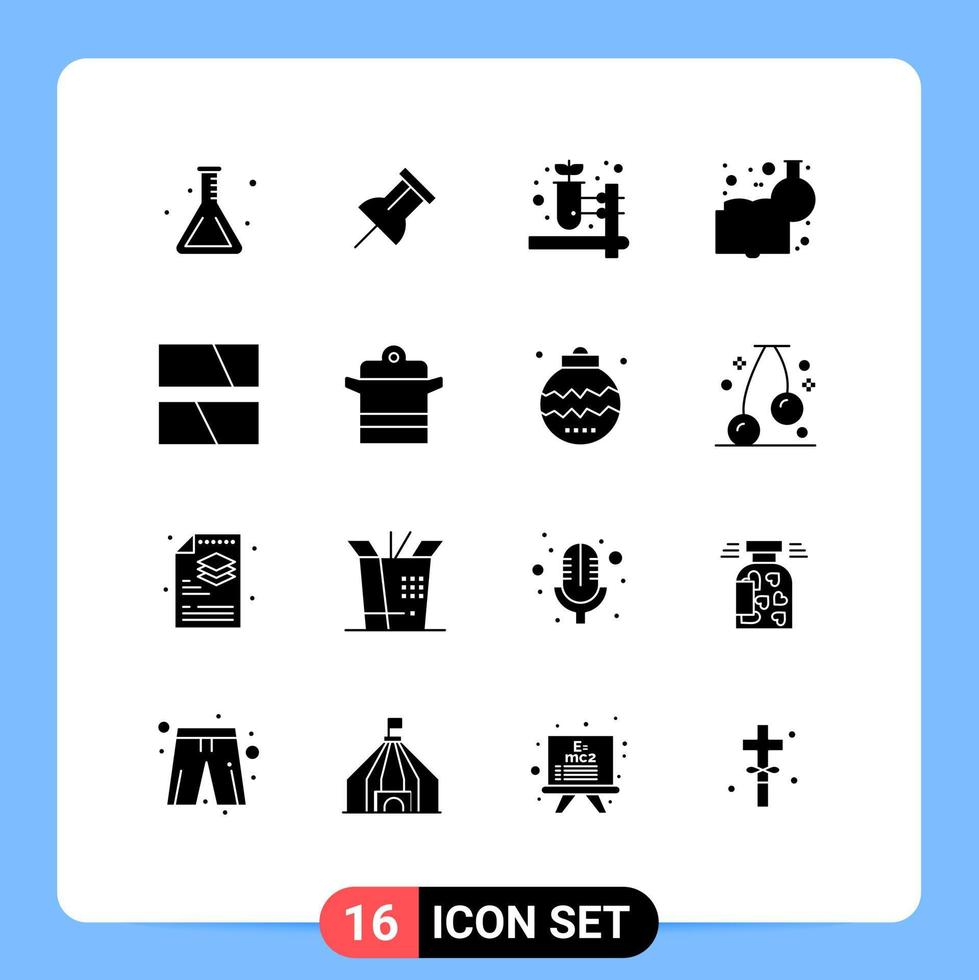 Editable Vector Line Pack of 16 Simple Solid Glyphs of layout frame herbal test editing chemistry education Editable Vector Design Elements