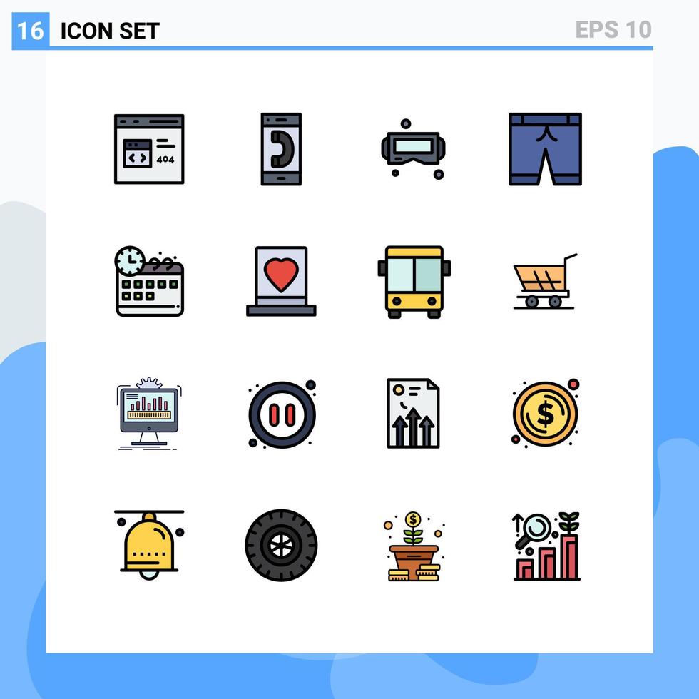 conjunto de 16 iconos de interfaz de usuario modernos signos de símbolos para pantalones de conversación de deportes corporativos elementos de diseño de vectores creativos editables de vidrio de google