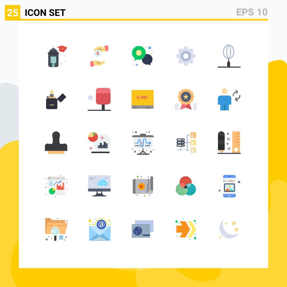 Pictogram Set of 25 Simple Flat Colors of drink gear business general dollar Editable Vector Design Elements