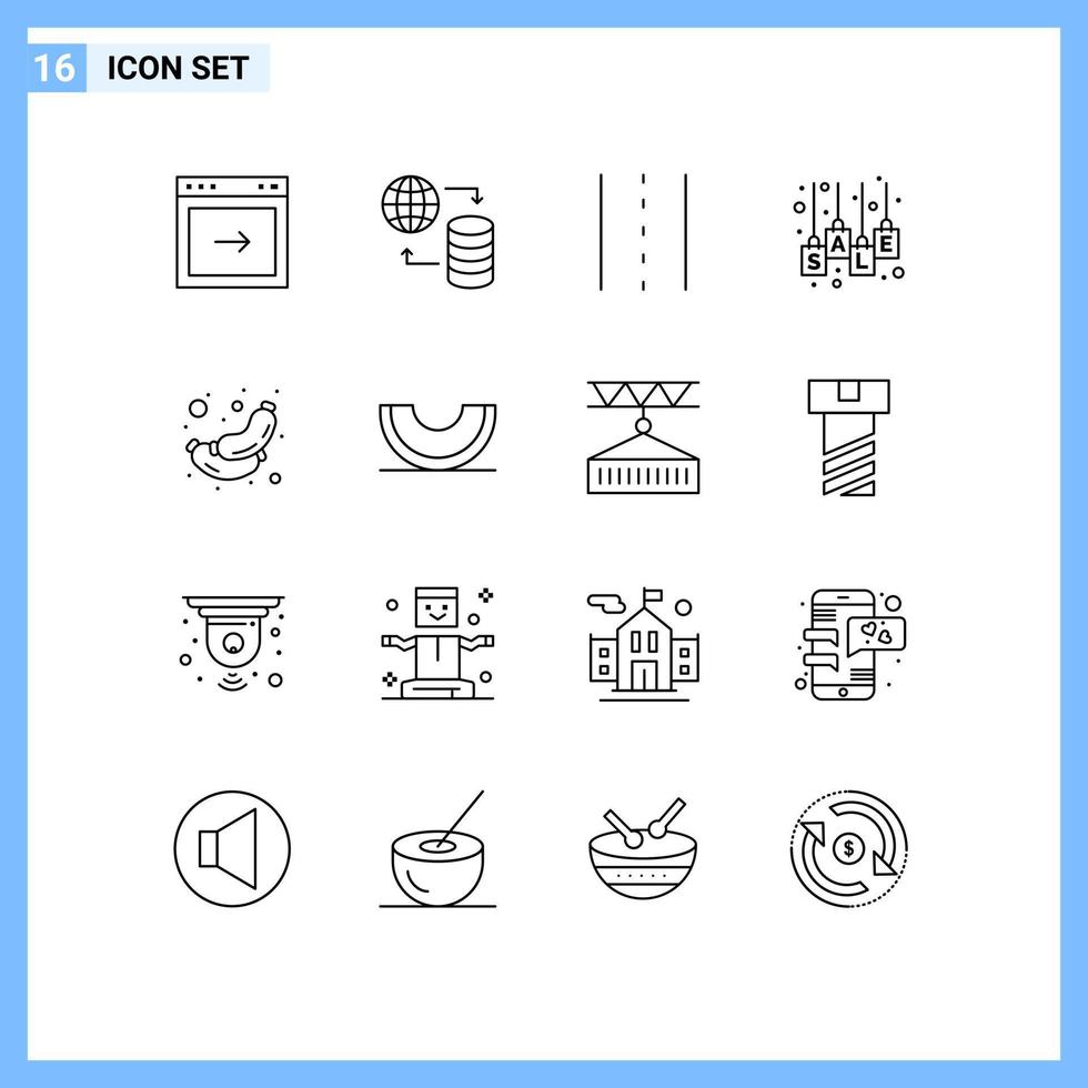 16 Thematic Vector Outlines and Editable Symbols of sale tag sale driveway label road Editable Vector Design Elements