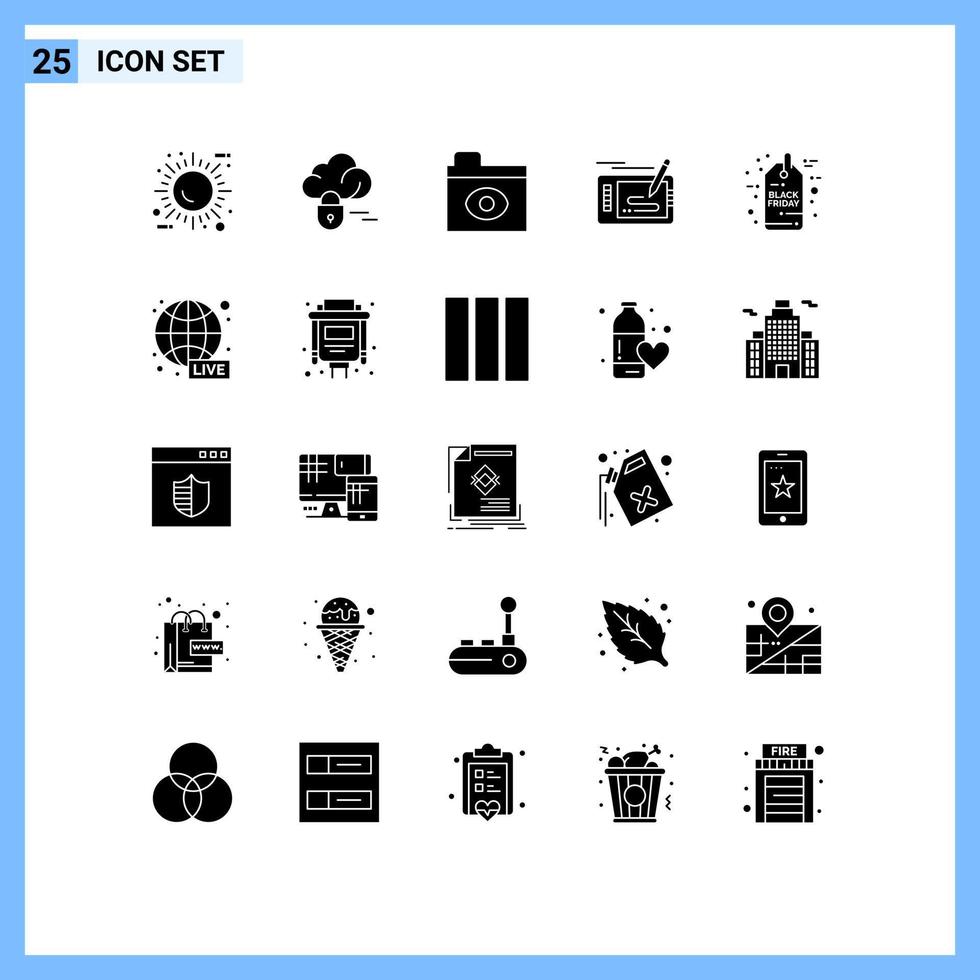 Set of 25 Modern UI Icons Symbols Signs for discount pad big brother drawing game Editable Vector Design Elements