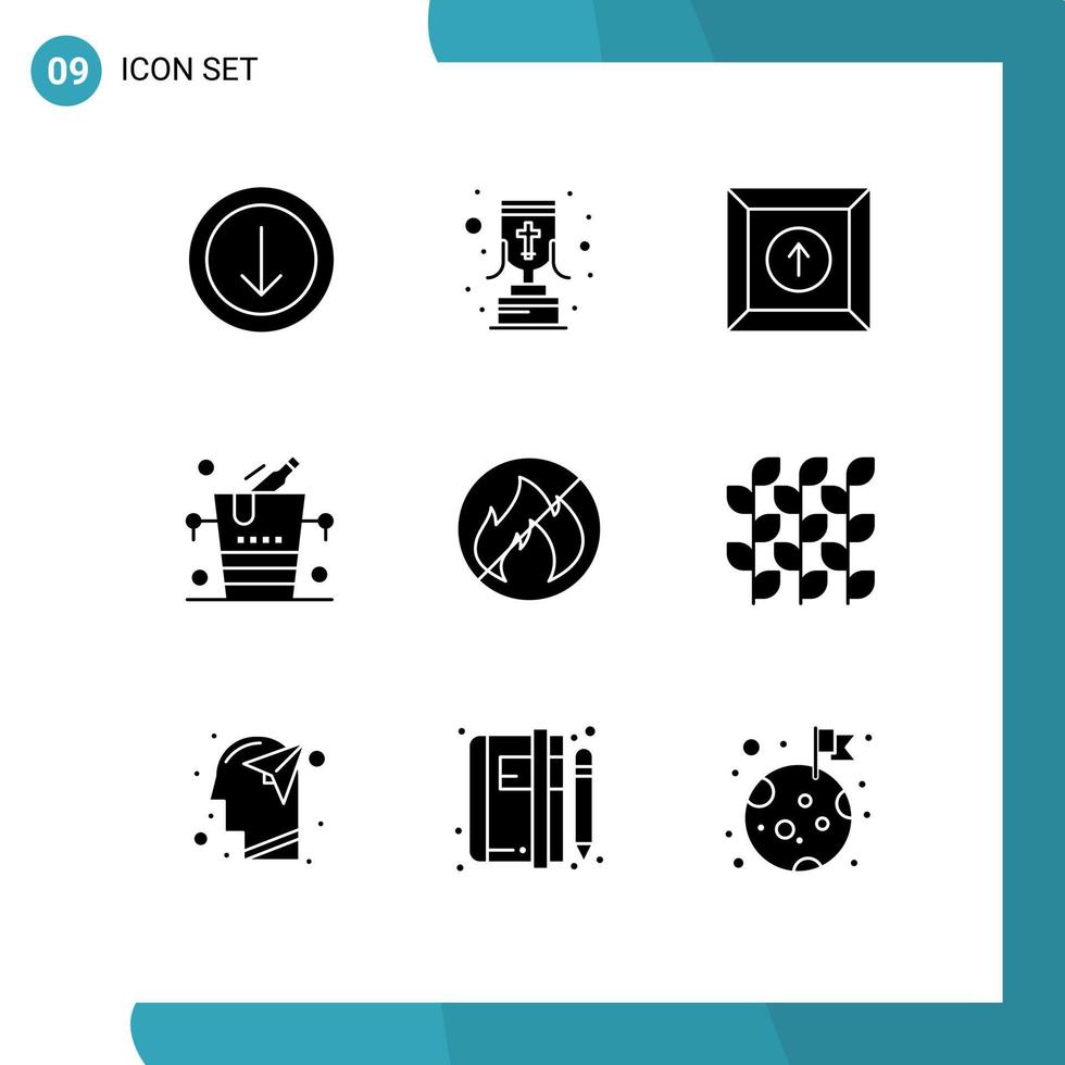Stock Vector Icon Pack of 9 Line Signs and Symbols for autumn fire product camping ice Editable Vector Design Elements