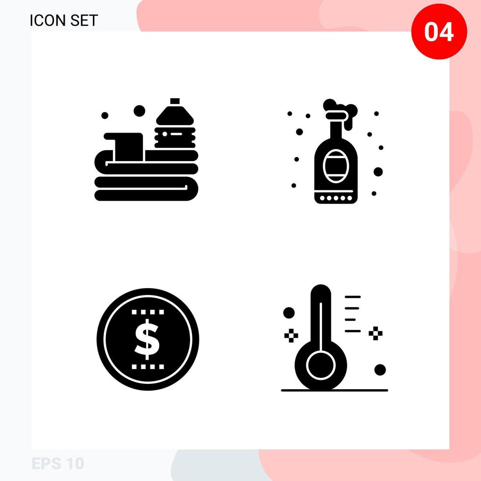 Vector Pack of 4 Icons in Solid Style Creative Glyph Pack isolated on White Background for Web and Mobile