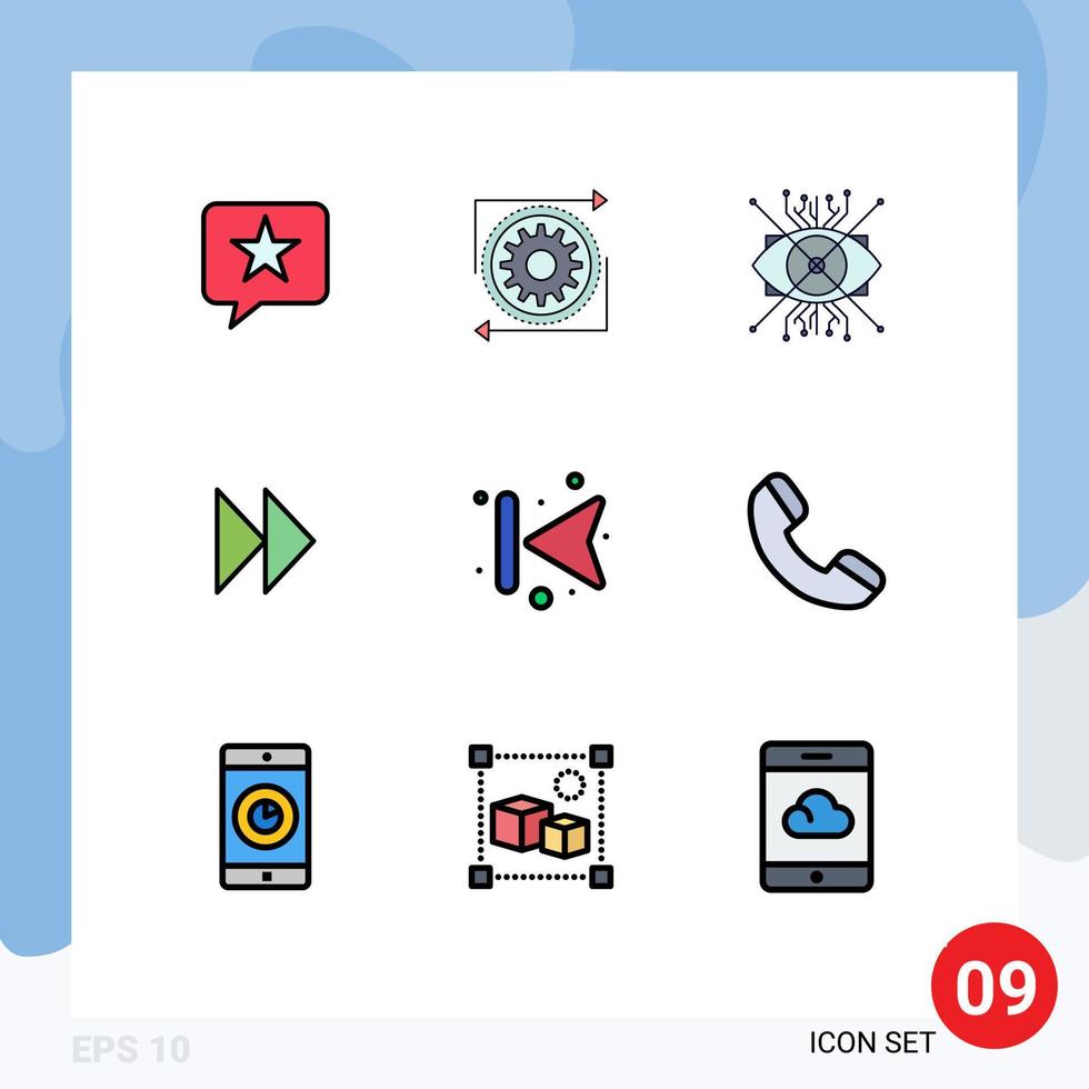 9 Creative Icons Modern Signs and Symbols of video forward process control fast eye Editable Vector Design Elements