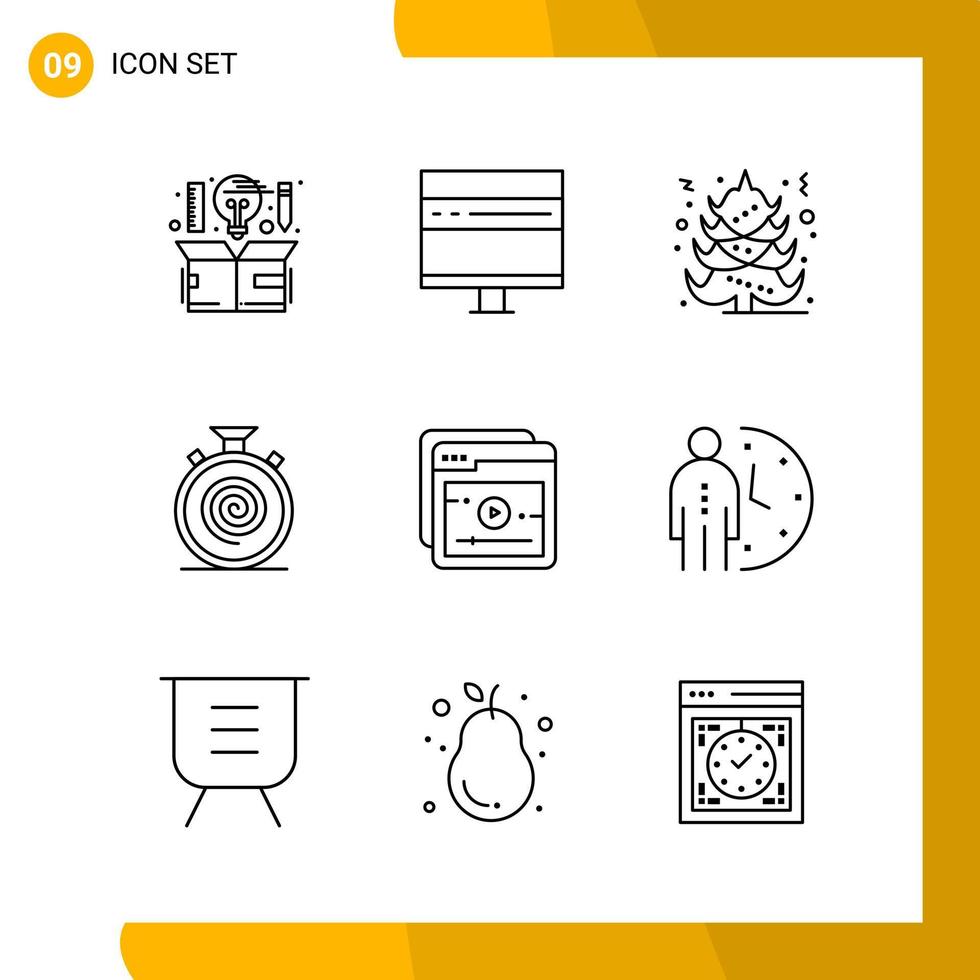 9 Icon Set Line Style Icon Pack Outline Symbols isolated on White Backgound for Responsive Website Designing vector