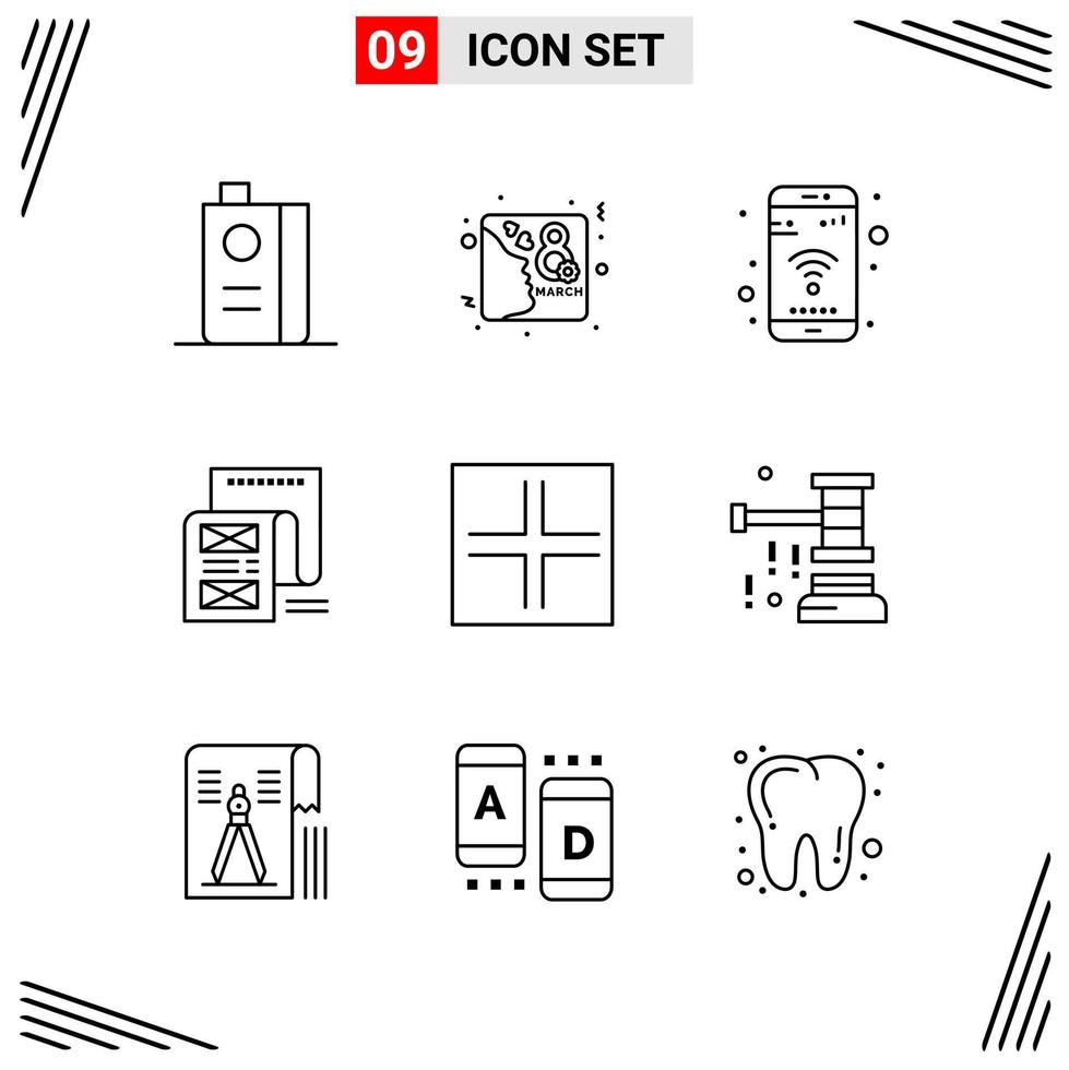 9 Icons Line Style Grid Based Creative Outline Symbols for Website Design Simple Line Icon Signs Isolated on White Background 9 Icon Set vector