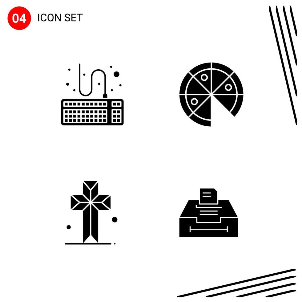 Collection of 4 Vector Icons in solid style Pixle Perfect Glyph Symbols for Web and Mobile Solid Icon Signs on White Background 4 Icons