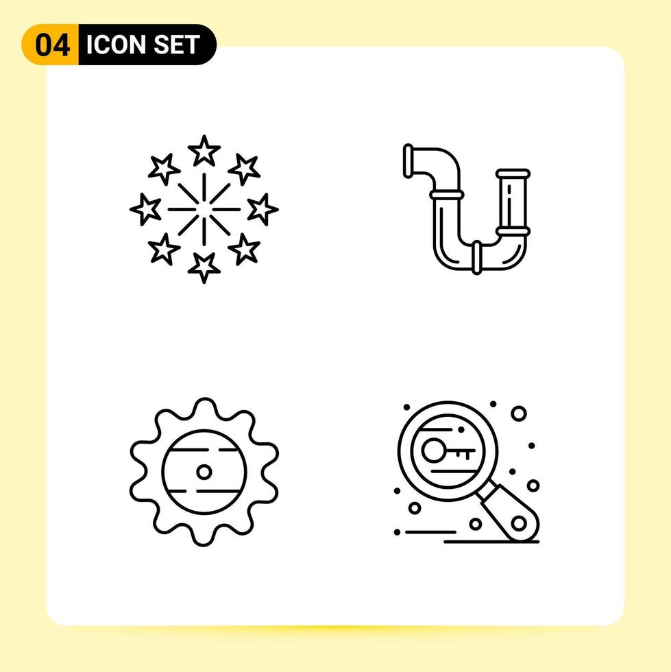 4 Creative Icons for Modern website design and responsive mobile apps 4 Outline Symbols Signs on White Background 4 Icon Pack vector