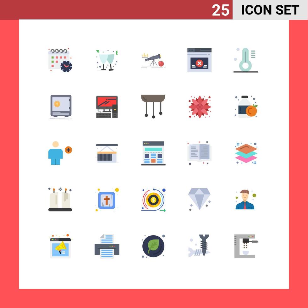 Pictogram Set of 25 Simple Flat Colors of weather temperature forecast website secure Editable Vector Design Elements