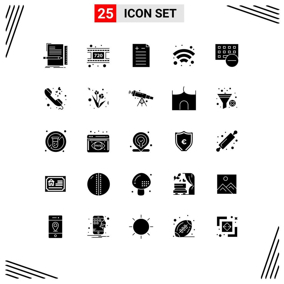 Universal Icon Symbols Group of 25 Modern Solid Glyphs of hardware devices comparison computers wifi Editable Vector Design Elements