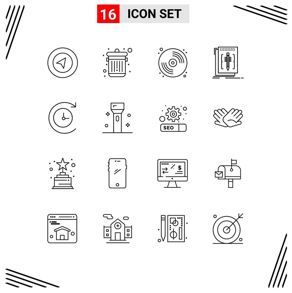 16 User Interface Outline Pack of modern Signs and Symbols of devices backup arts program editor Editable Vector Design Elements