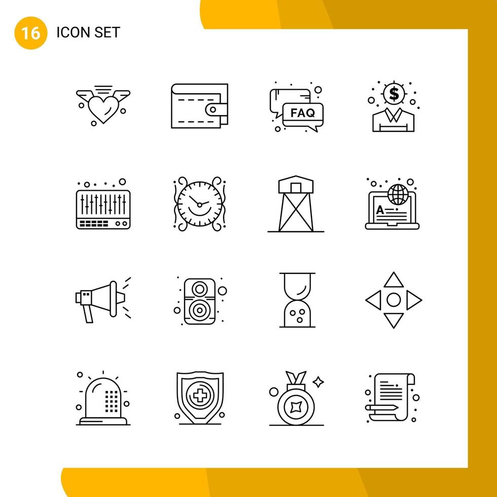 16 Icon Set Line Style Icon Pack Outline Symbols isolated on White Backgound for Responsive Website Designing vector