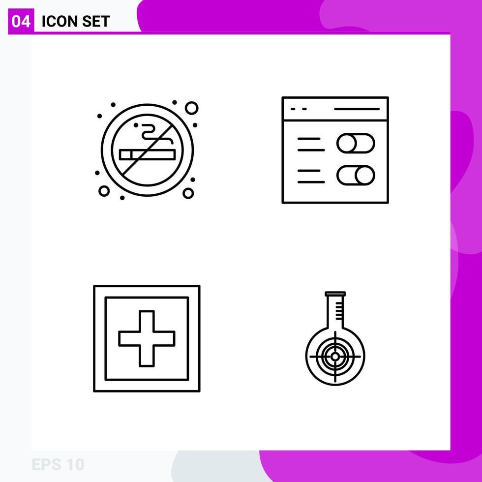 Line Icon set Pack of 4 Outline Icons isolated on White Background for Web Print and Mobile vector