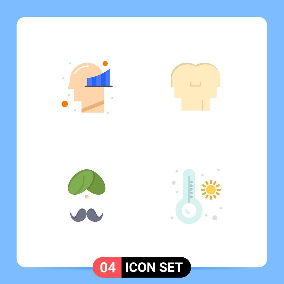 Universal Icon Symbols Group of 4 Modern Flat Icons of chart india statistics mind man Editable Vector Design Elements