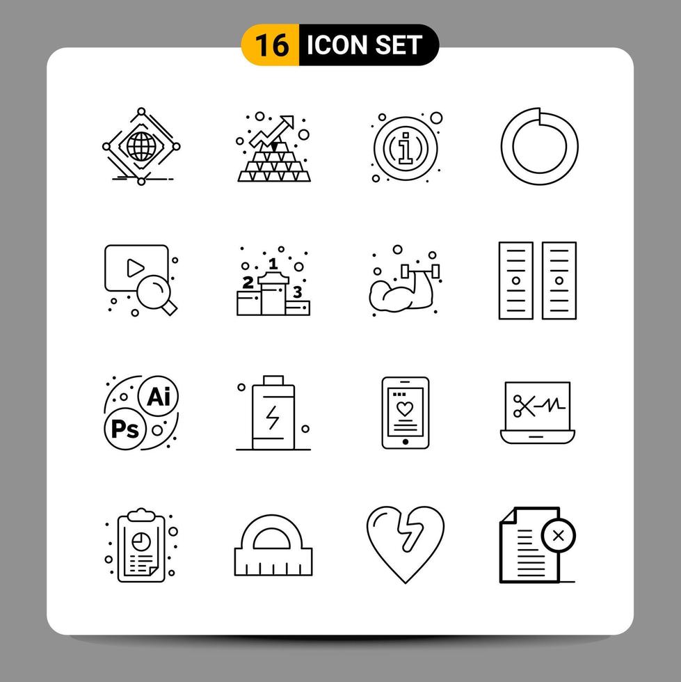 16 Black Icon Pack Outline Symbols Signs for Responsive designs on white background 16 Icons Set vector