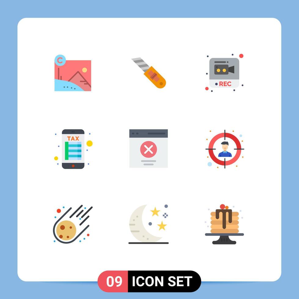 Pictogram Set of 9 Simple Flat Colors of interface communication photography payment internet banking Editable Vector Design Elements