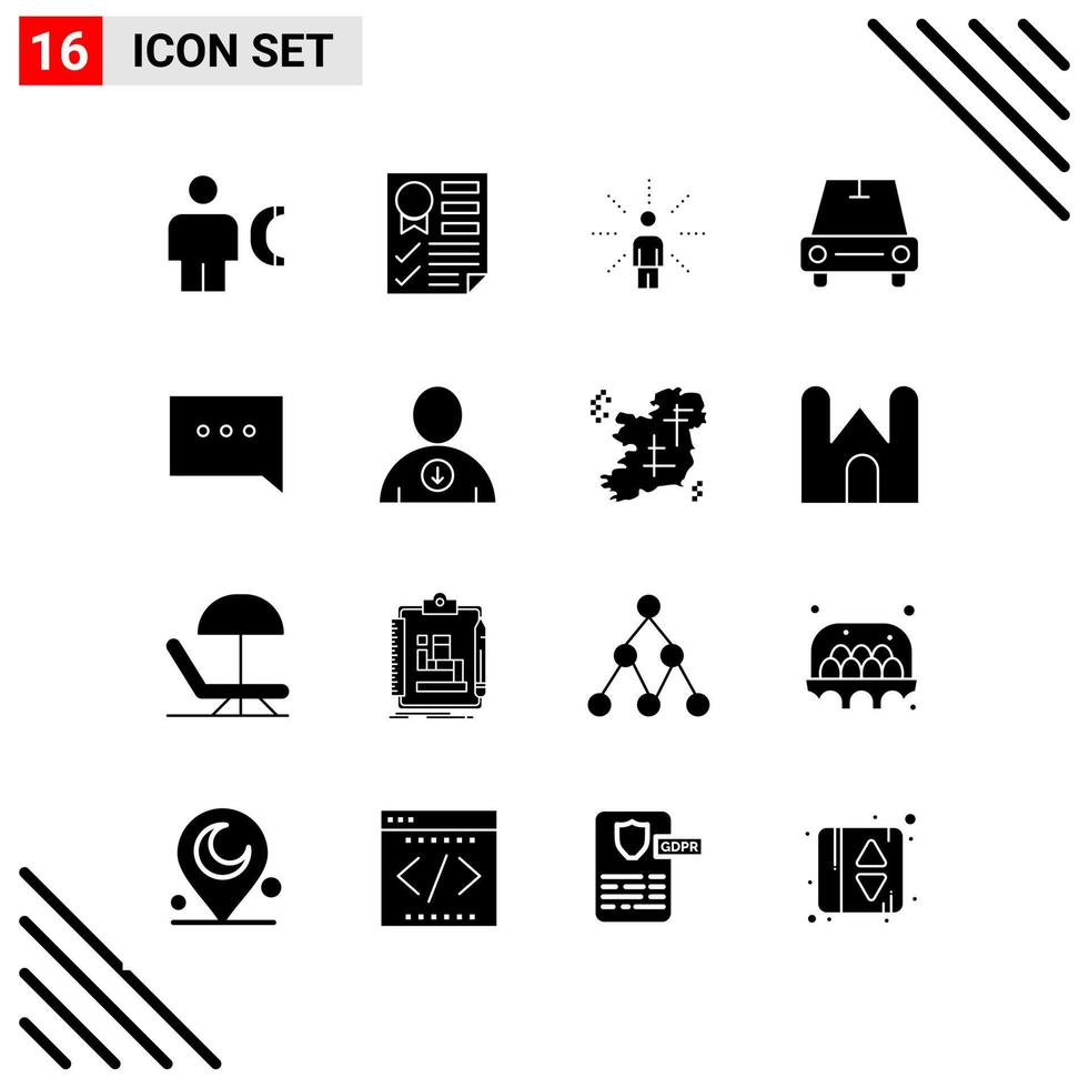 conjunto perfecto de píxeles de 16 iconos sólidos conjunto de iconos de glifos para el diseño de sitios web y la interfaz de aplicaciones móviles vector