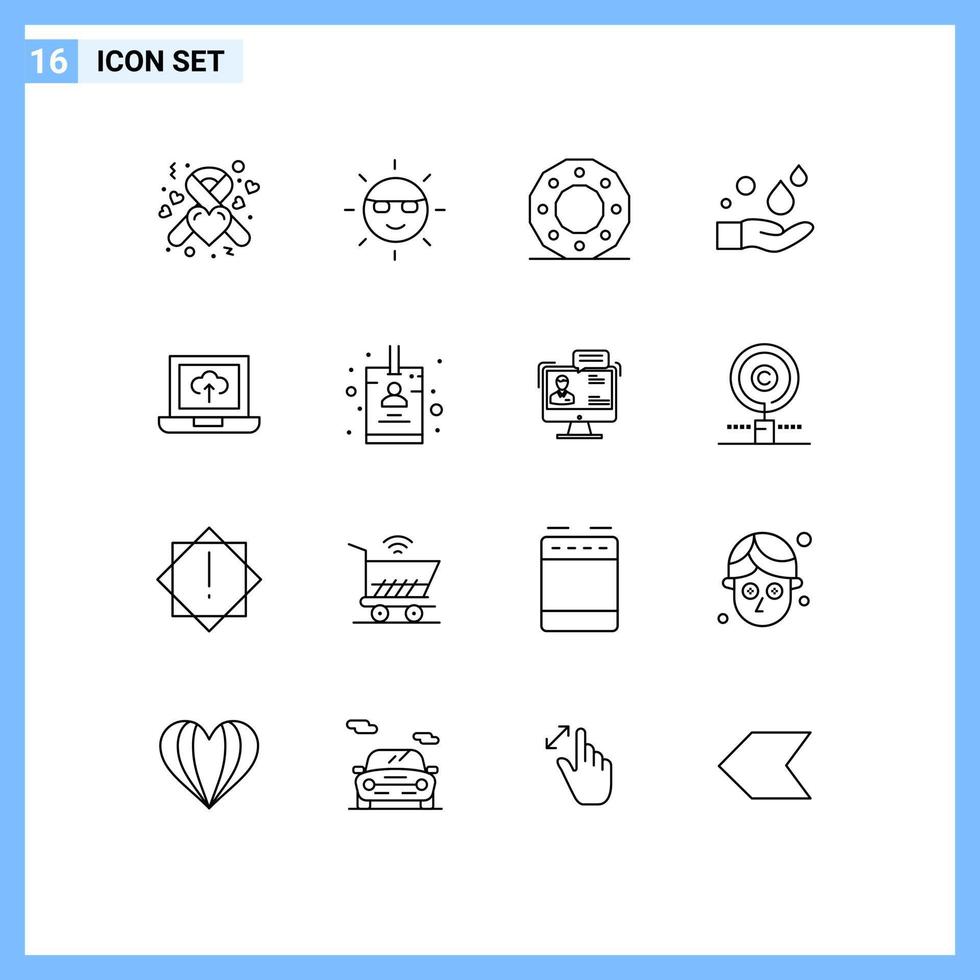 Stock Vector Icon Pack of 16 Line Signs and Symbols for wash hand power cleaning holiday Editable Vector Design Elements