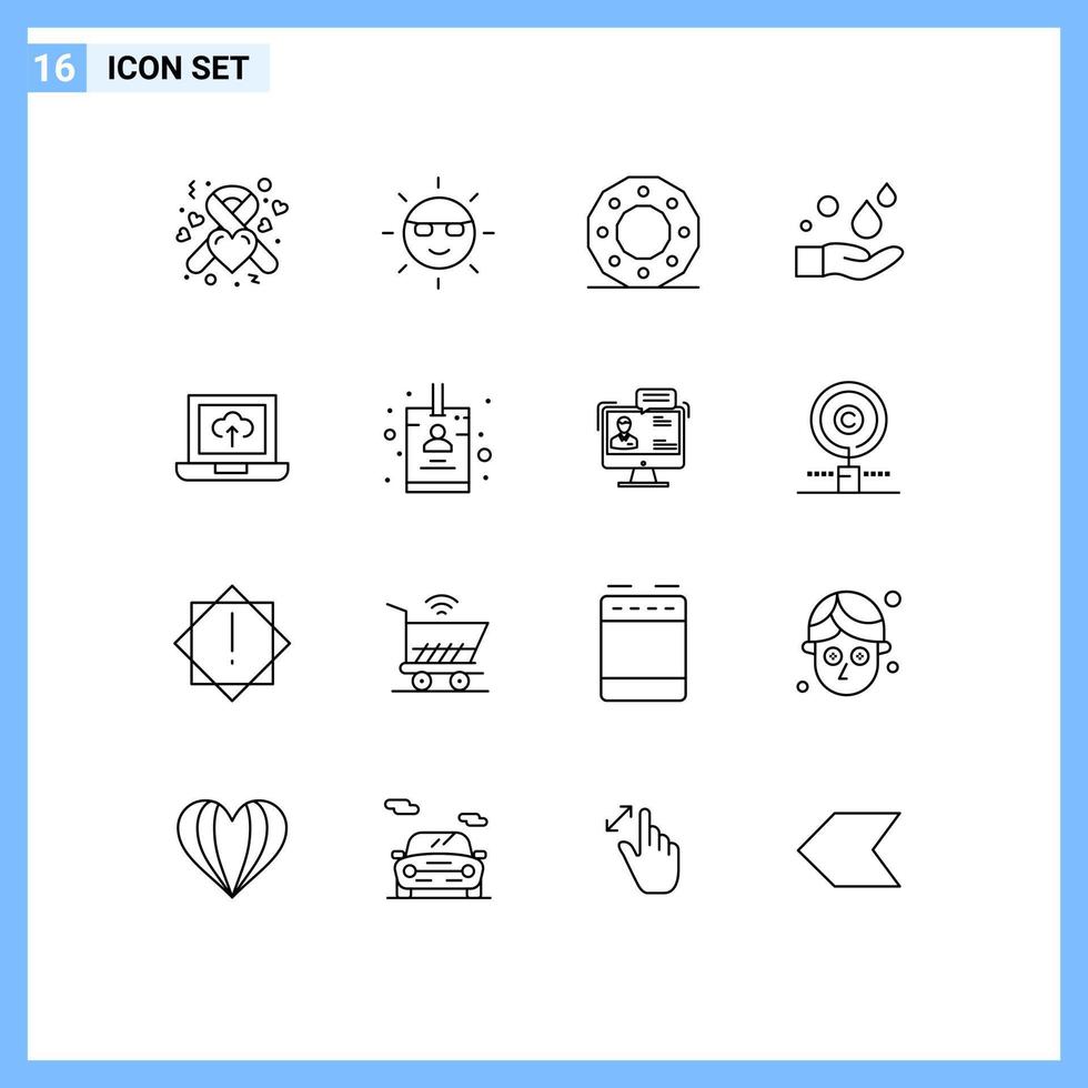 paquete de iconos de vectores de stock de 16 signos y símbolos de línea para lavar a mano limpieza de energía elementos de diseño de vectores editables de vacaciones