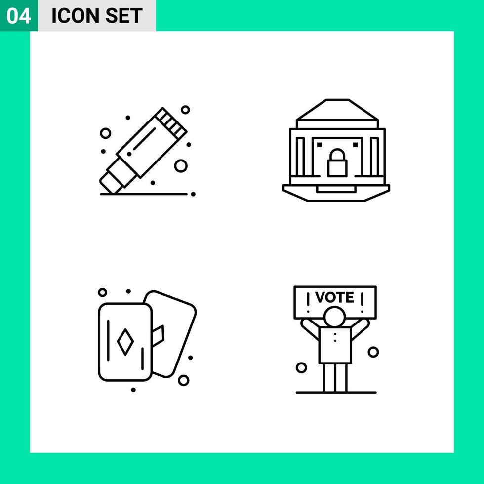 Pack of 4 Line Style Icon Set Outline Symbols for print Creative Signs Isolated on White Background 4 Icon Set vector