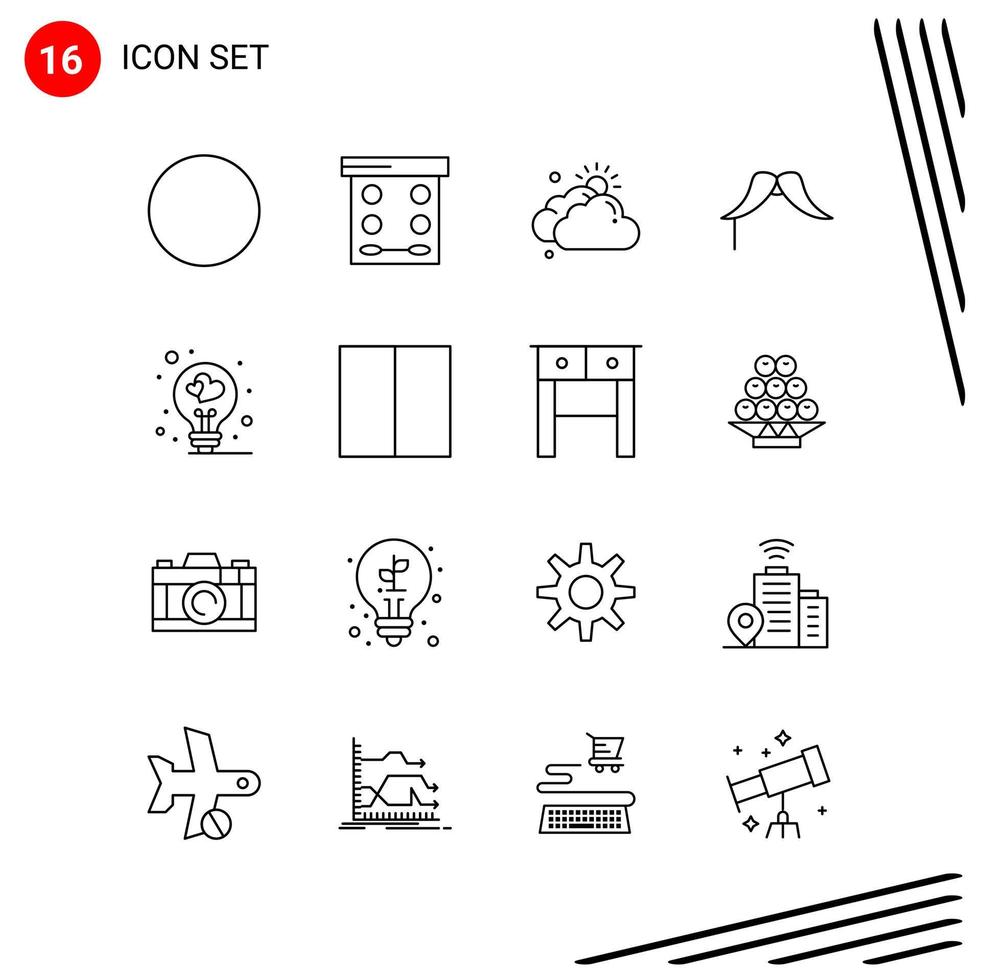 Collection of 16 Vector Icons in Line style Pixle Perfect Outline Symbols for Web and Mobile Line Icon Signs on White Background 16 Icons