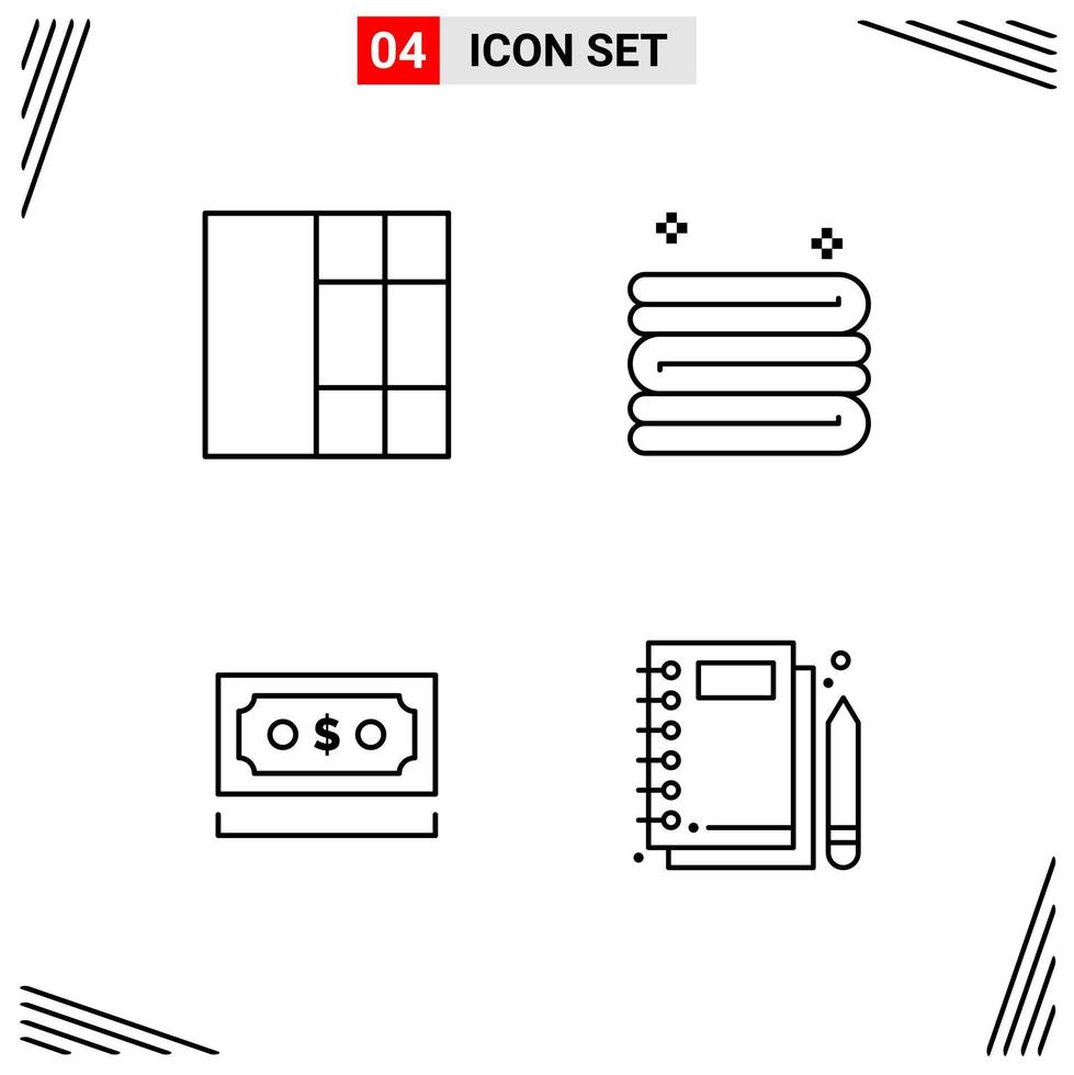 4 Icons Line Style Grid Based Creative Outline Symbols for Website Design Simple Line Icon Signs Isolated on White Background 4 Icon Set vector