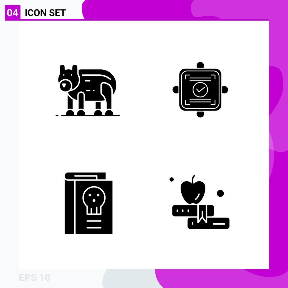 Solid Icon set Pack of 4 Glyph Icons isolated on White Background for Web Print and Mobile vector