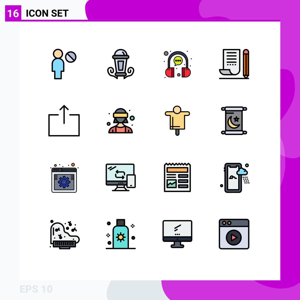 conjunto de 16 iconos de interfaz de usuario modernos signos de símbolos para flecha bloc de notas chat cuaderno jotter elementos de diseño de vectores creativos editables