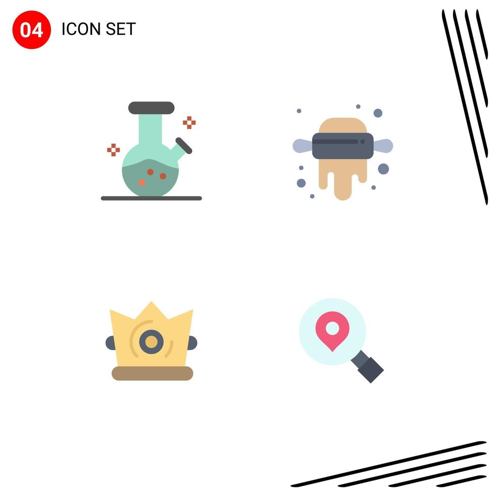 Modern Set of 4 Flat Icons Pictograph of demo flask mardi gras kitchen best search Editable Vector Design Elements