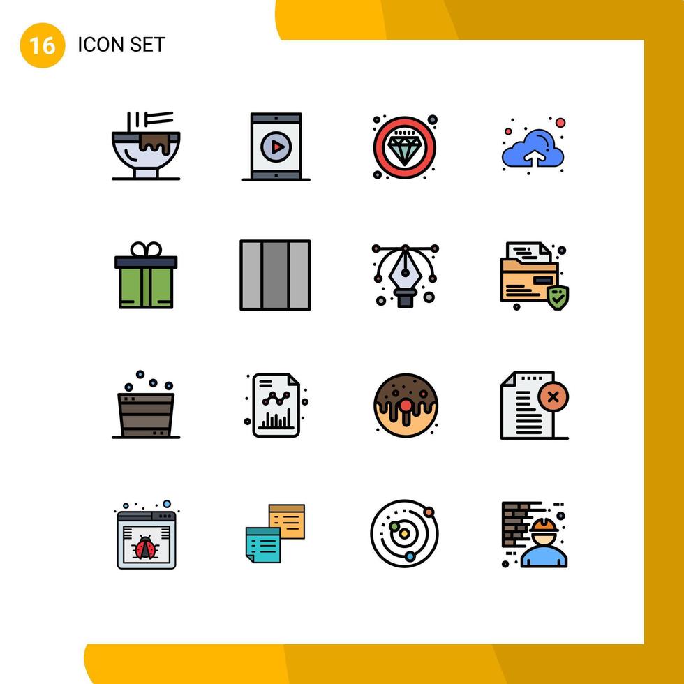 16 iconos creativos signos y símbolos modernos de regalo elementos de diseño de vectores creativos editables de calidad de nube de película