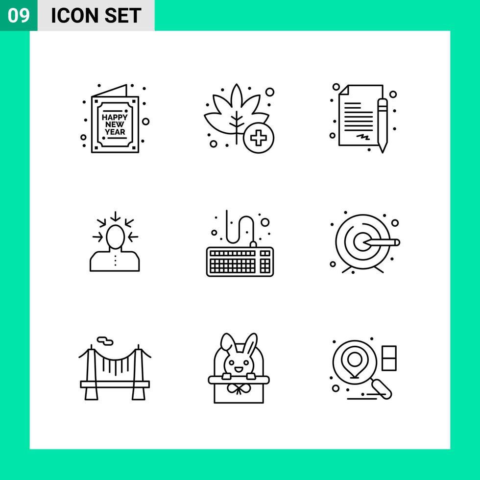 Pack of 9 Line Style Icon Set Outline Symbols for print Creative Signs Isolated on White Background 9 Icon Set vector