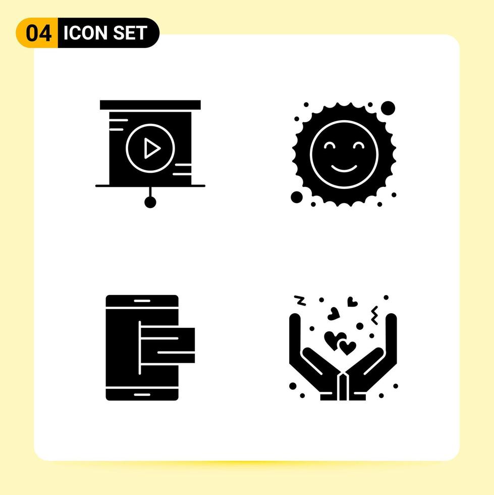 4 Creative Icons for Modern website design and responsive mobile apps 4 Glyph Symbols Signs on White Background 4 Icon Pack vector