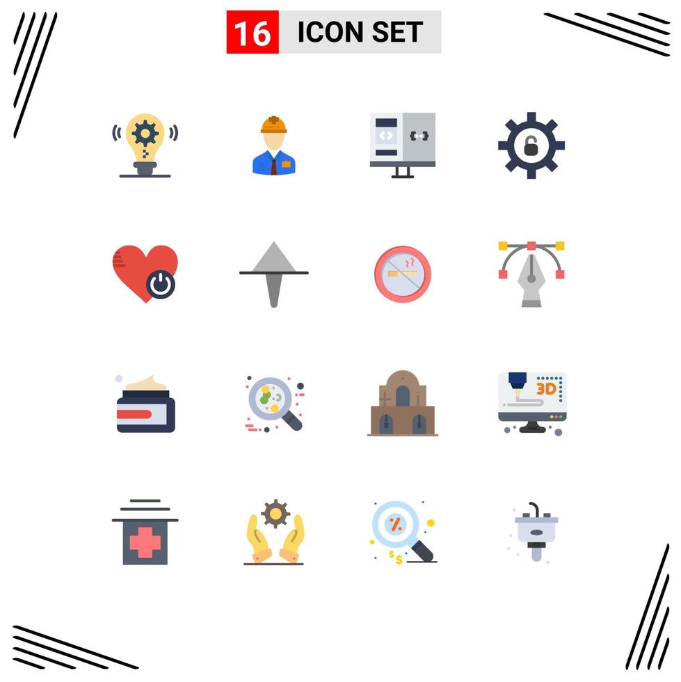 Stock Vector Icon Pack of 16 Line Signs and Symbols for settings protection labour development computer Editable Pack of Creative Vector Design Elements