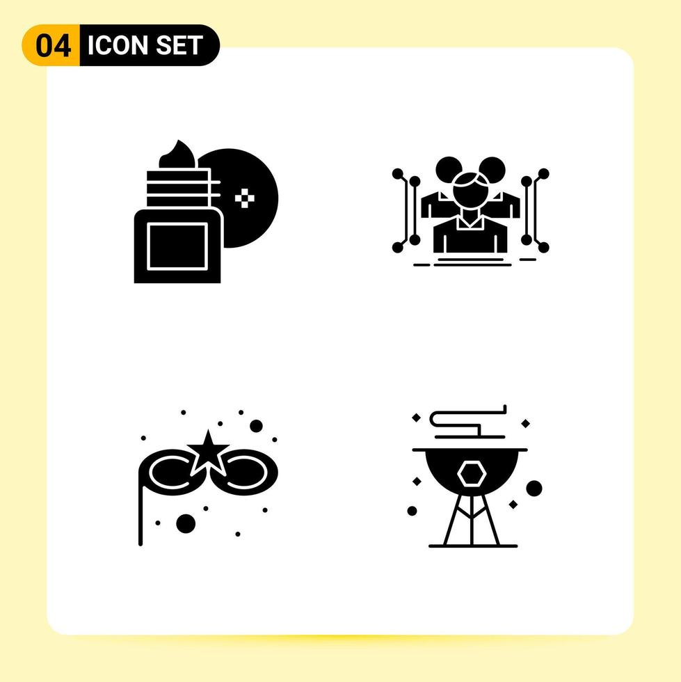 4 Creative Icons for Modern website design and responsive mobile apps 4 Glyph Symbols Signs on White Background 4 Icon Pack vector