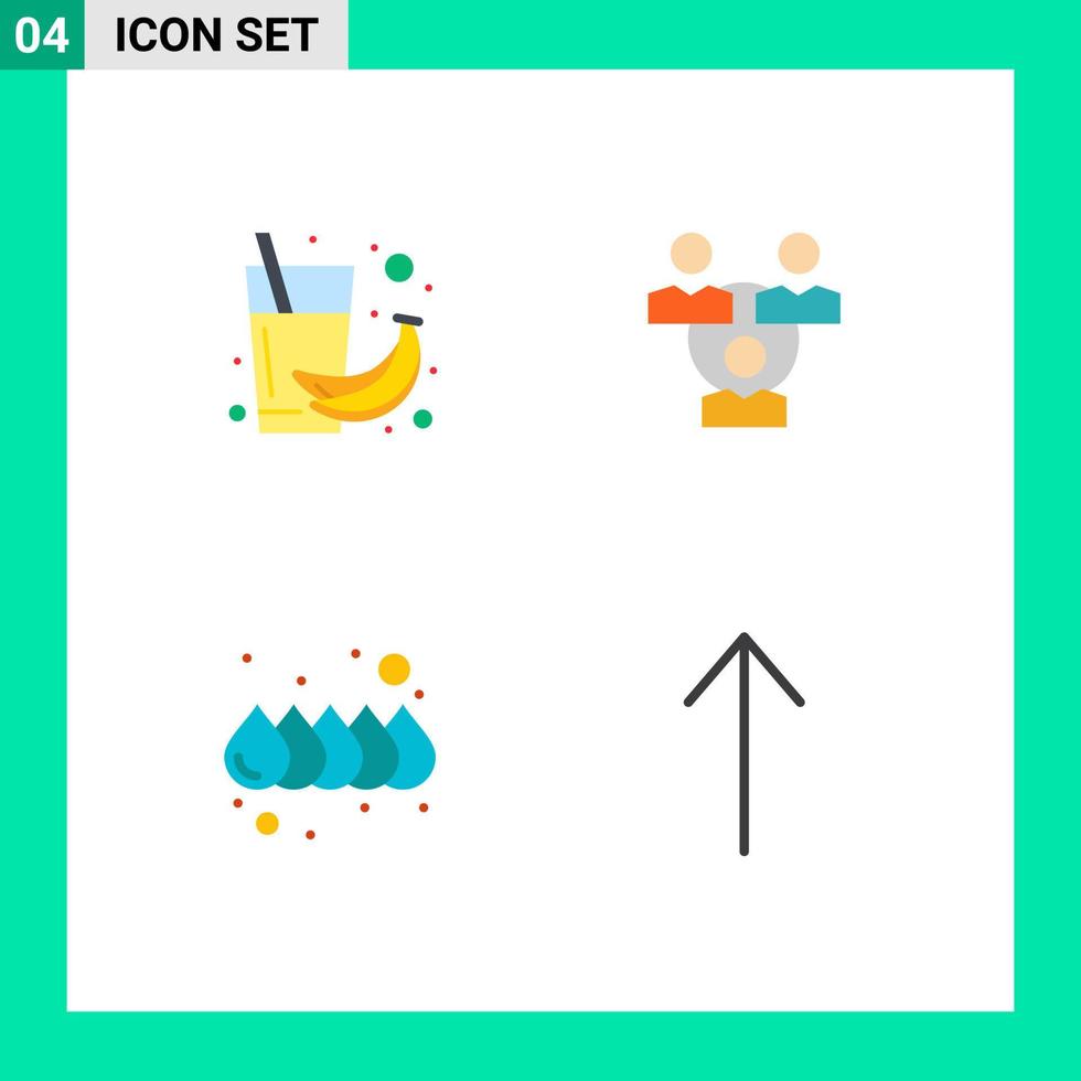 4 concepto de icono plano para sitios web móviles y aplicaciones color plátano salud reunión agua elementos de diseño vectorial editables vector
