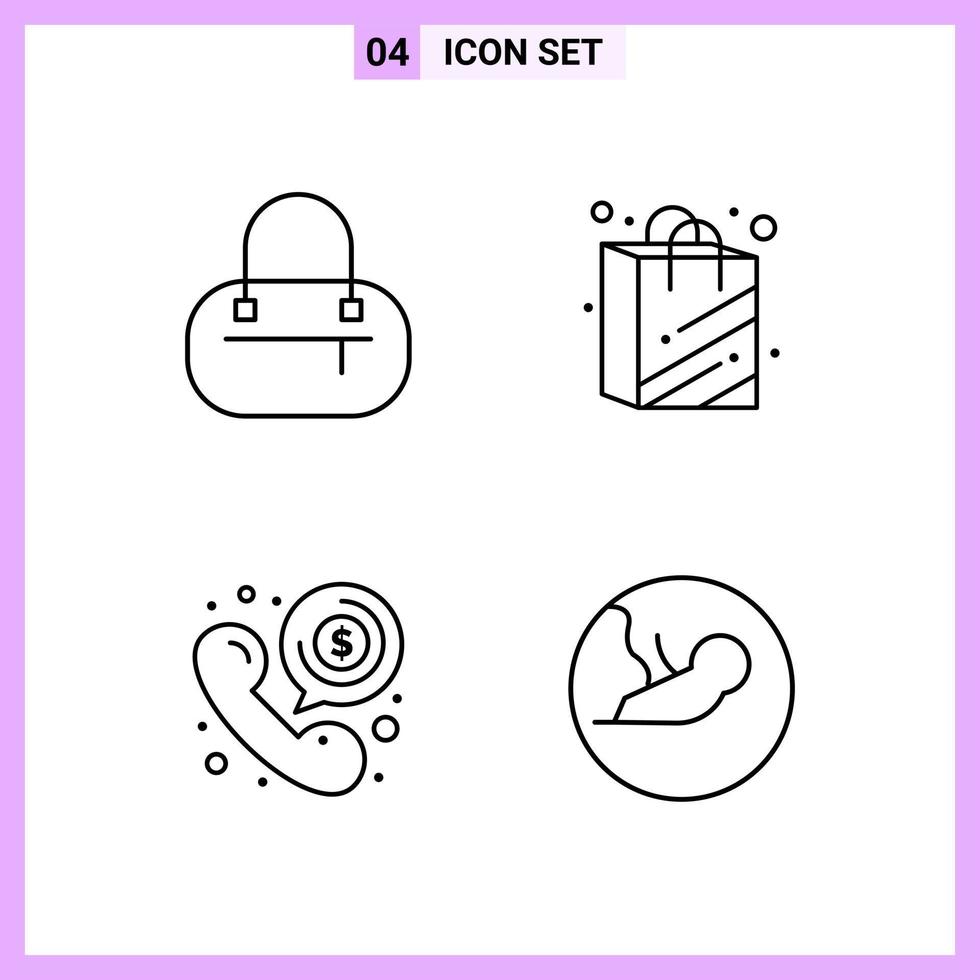 4 Icons in Line Style Outline Symbols on White Background Creative Vector Signs for Web mobile and Print