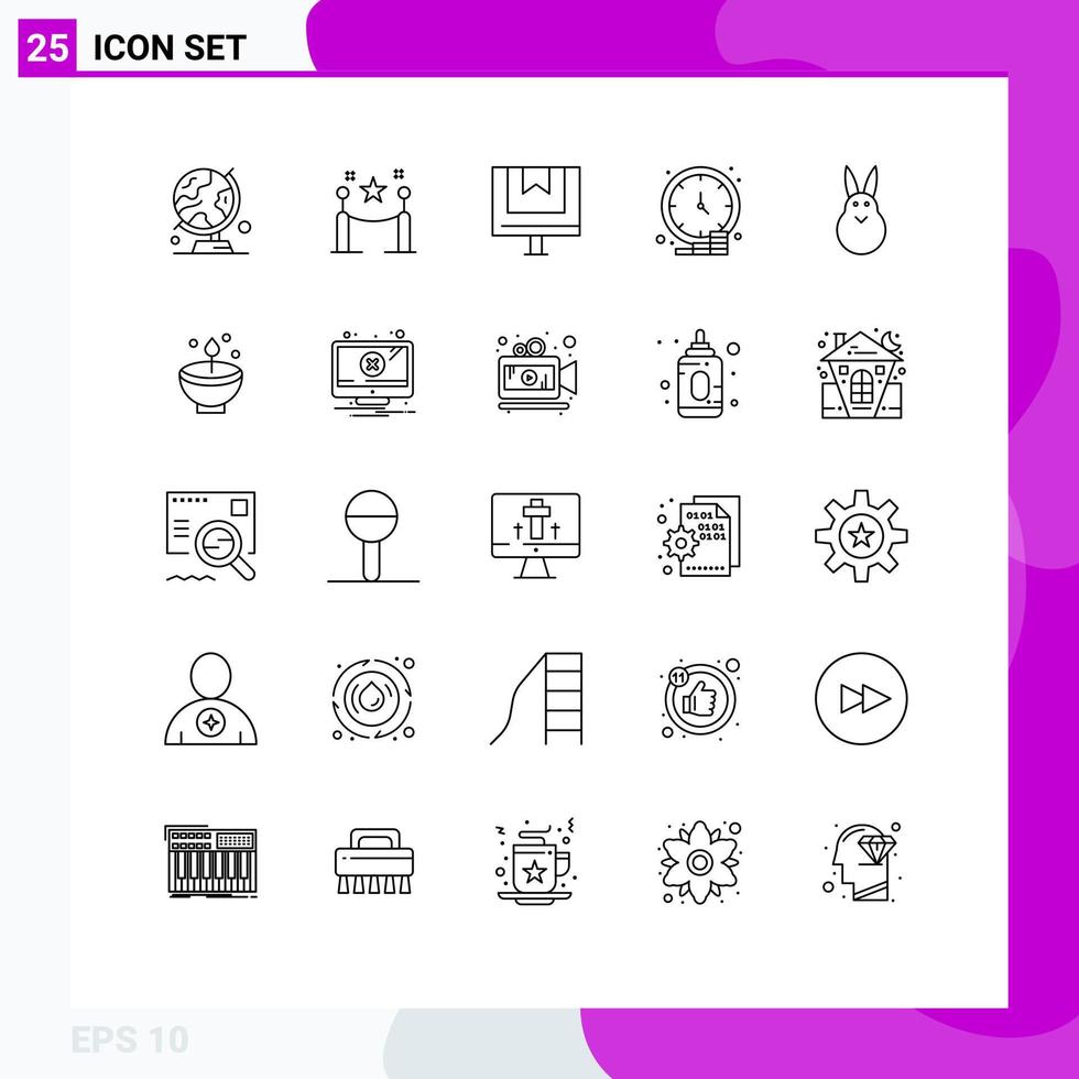 Group of 25 Modern Lines Set for money coin picket business e Editable Vector Design Elements