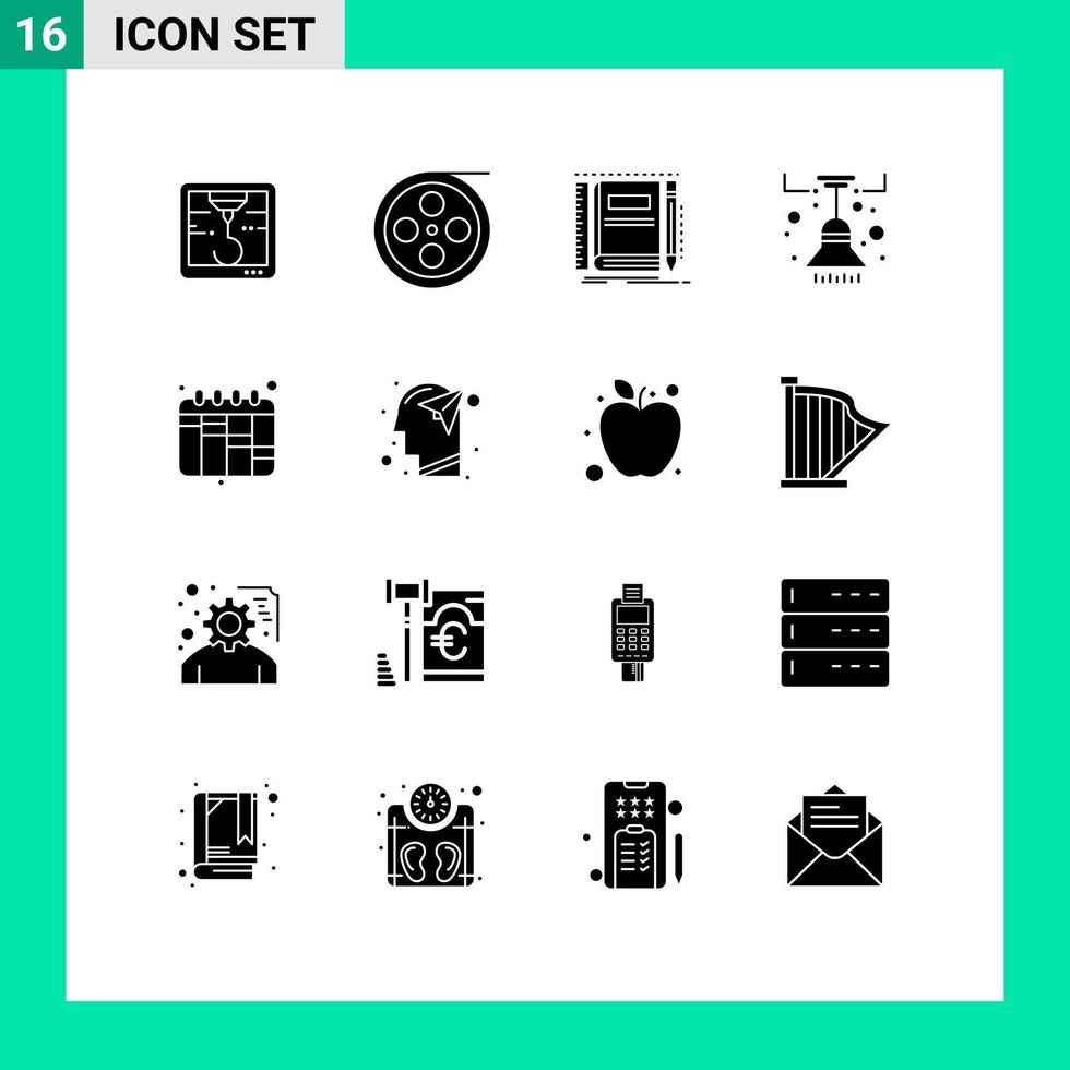 Stock Vector Icon Pack of 16 Line Signs and Symbols for workflow iteration notepad light furniture Editable Vector Design Elements