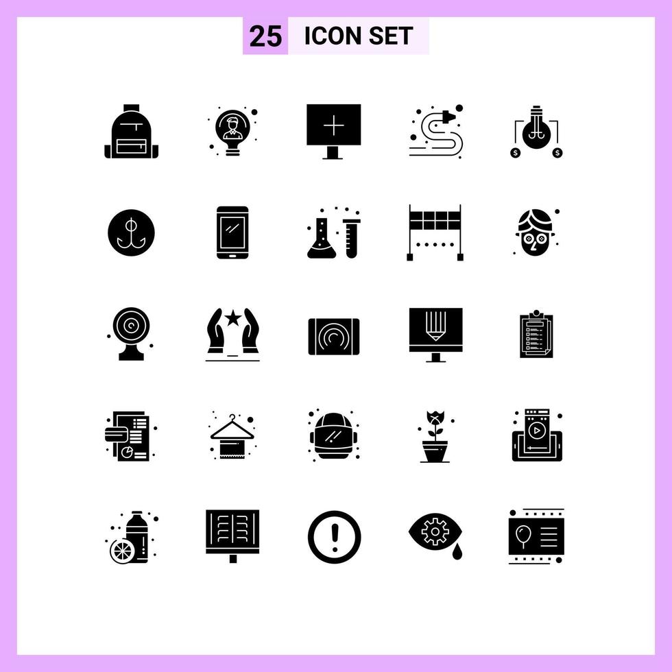 Editable Vector Line Pack of 25 Simple Solid Glyphs of water hose hose person fire hose virus Editable Vector Design Elements