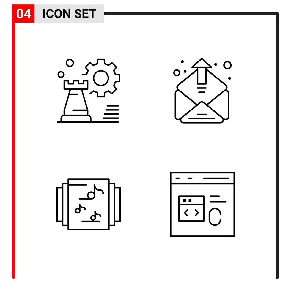 4 General Icons for website design print and mobile apps 4 Outline Symbols Signs Isolated on White Background 4 Icon Pack vector