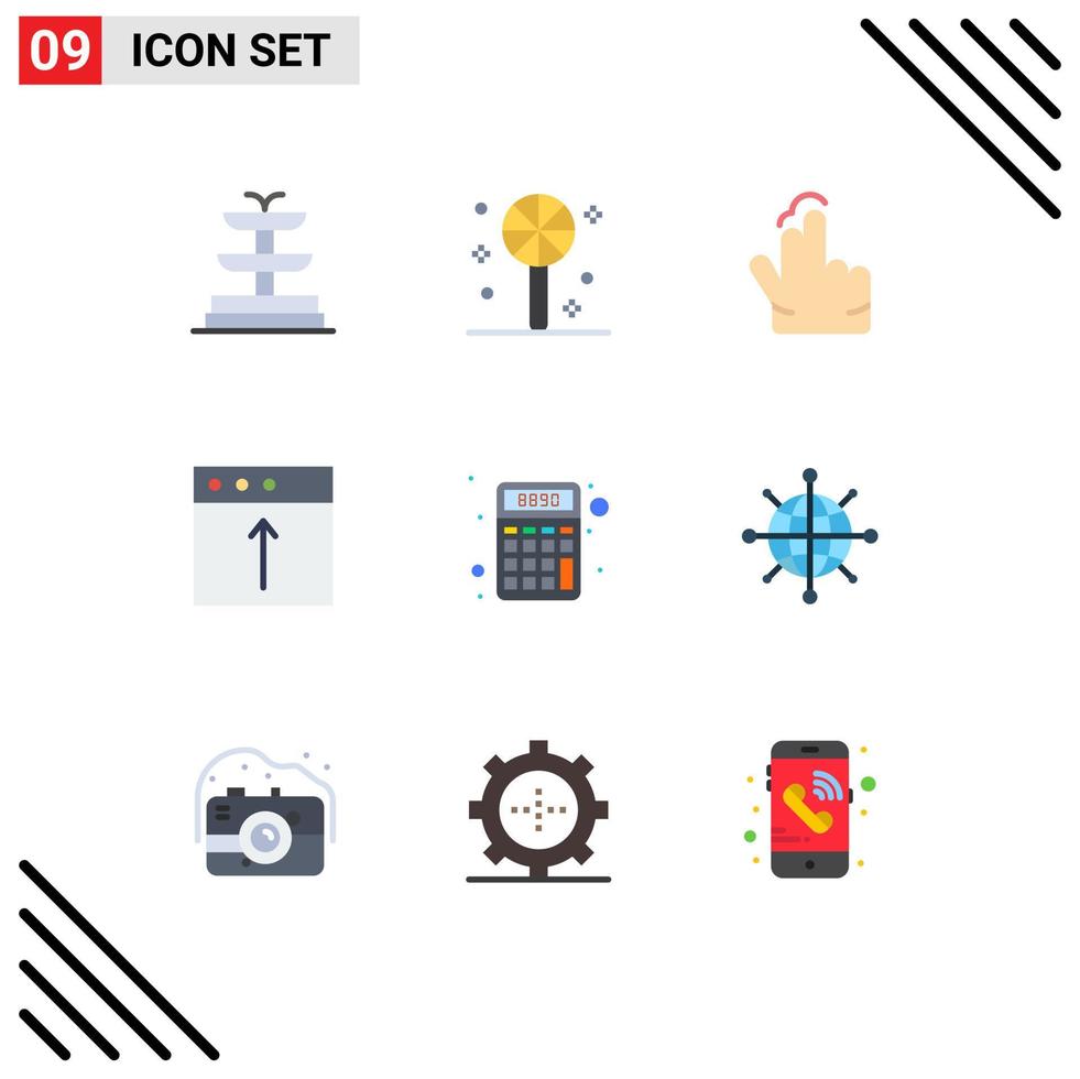 Set of 9 Modern UI Icons Symbols Signs for internet math touch finance upload Editable Vector Design Elements