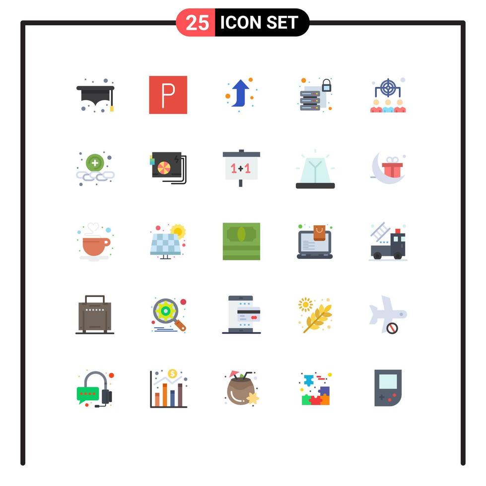 25 Universal Flat Color Signs Symbols of plus management right up leadership business Editable Vector Design Elements