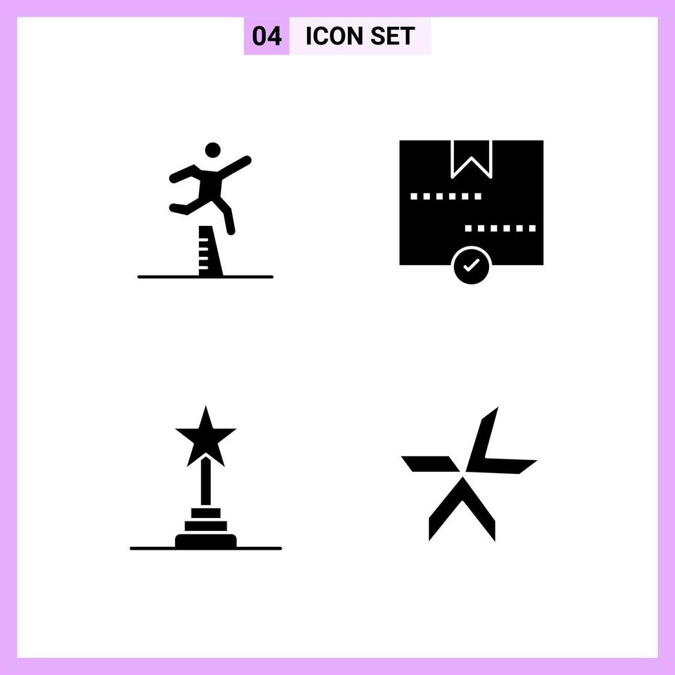 4 Icons in Solid Style Glyph Symbols on White Background Creative Vector Signs for Web mobile and Print